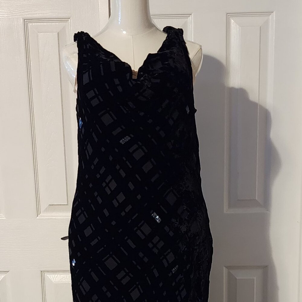 Black floor length beaded silk, velour dress